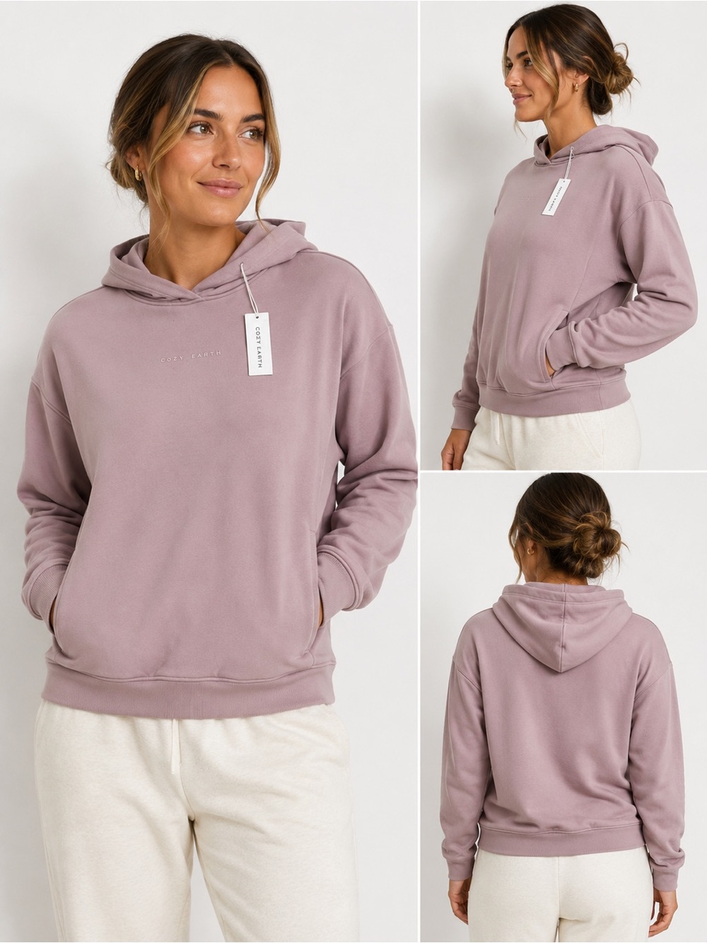 Cozy Earth Women’s City Scape Oversized Hoodie XS Orchid Bamboo Modal  NWT